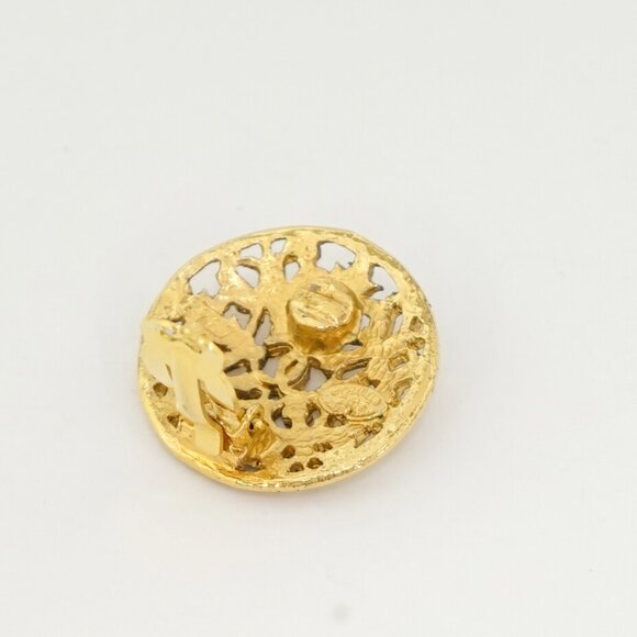 CHANEL CC Logos Filigree Round Clip-On Earrings Gold Tone 26 Auth #2203 - Picture 4 of 4